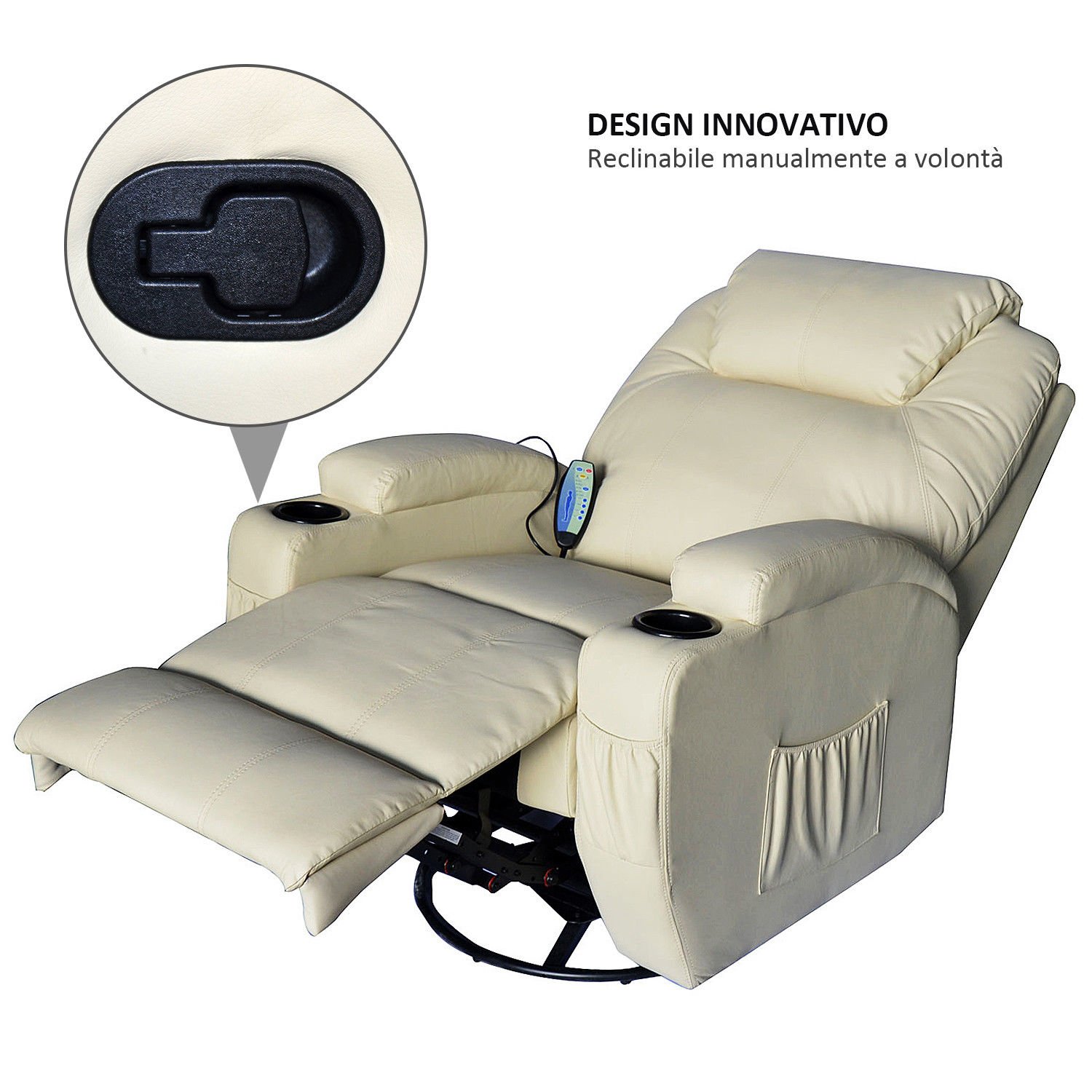 HOMCOM Poltrona Relax Elettrica, Poltrona Reclinabile 150° Moderna